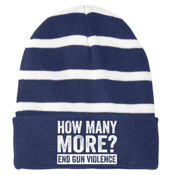 Wear Orange Anti Gun How Many More? End Gun Violence Striped Beanie with Solid Band