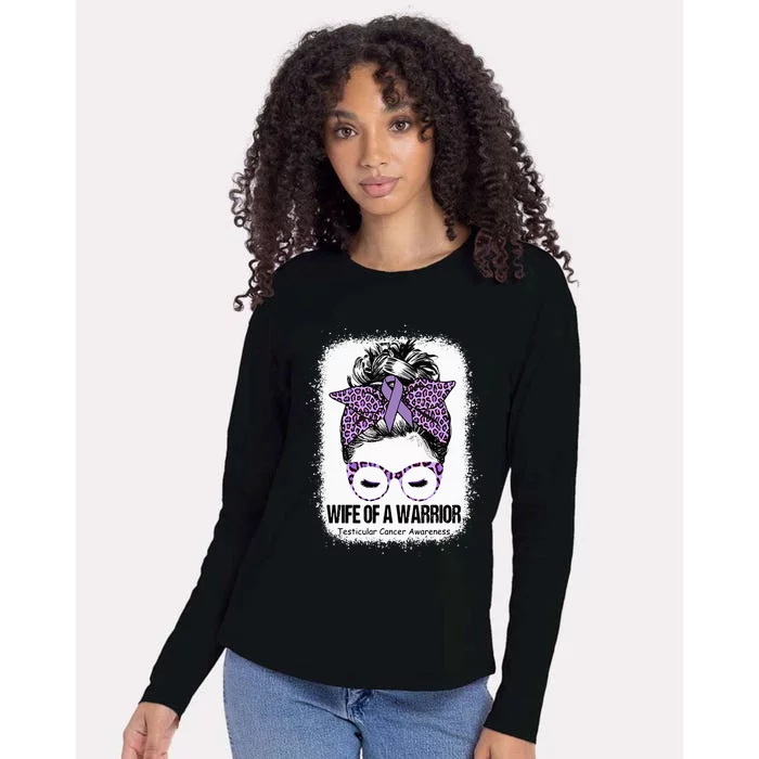 Wife Of A Warrior Purple Ribbon Testicular Cancer Awareness Womens Cotton Relaxed Long Sleeve T-Shirt