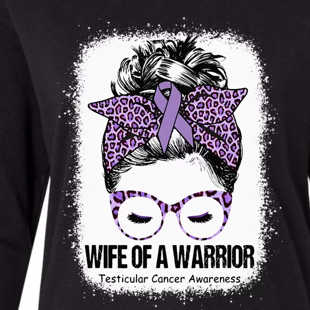 Wife Of A Warrior Purple Ribbon Testicular Cancer Awareness Womens Cotton Relaxed Long Sleeve T-Shirt