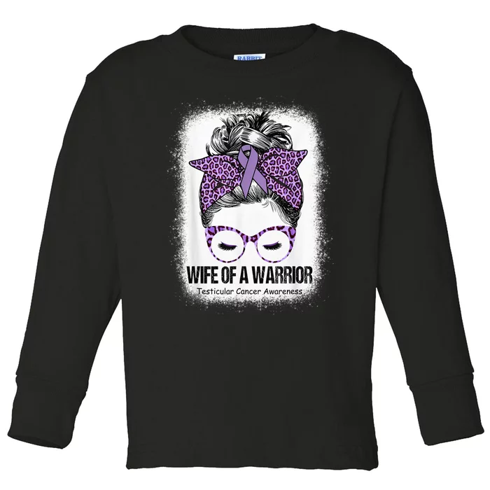 Wife of a Warrior Purple Ribbon Testicular Cancer Awareness Toddler Long Sleeve Shirt