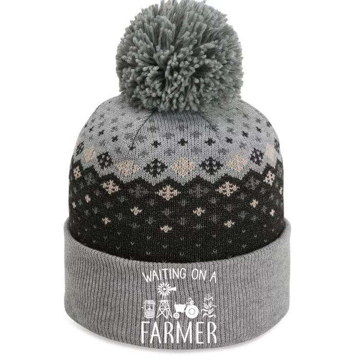 Waiting On A Farmer Funny Farming Gift The Baniff Cuffed Pom Beanie