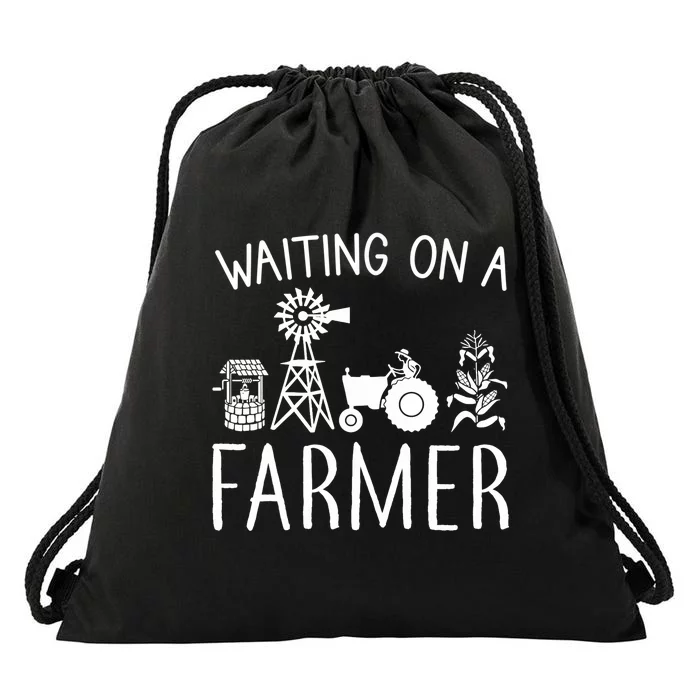 Waiting On A Farmer Funny Farming Gift Drawstring Bag