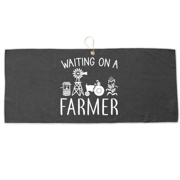 Waiting On A Farmer Funny Farming Gift Large Microfiber Waffle Golf Towel