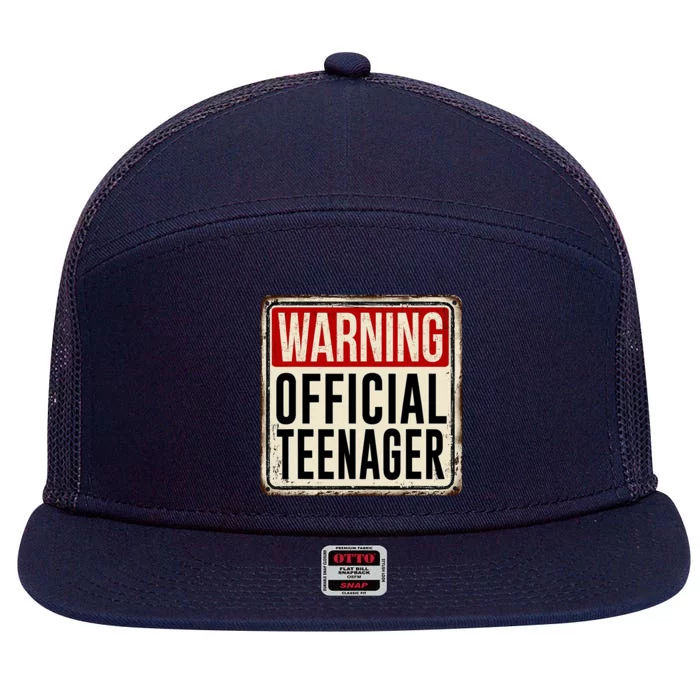 Warning Officially A Teenager 7 Panel Mesh Trucker Snapback Hat