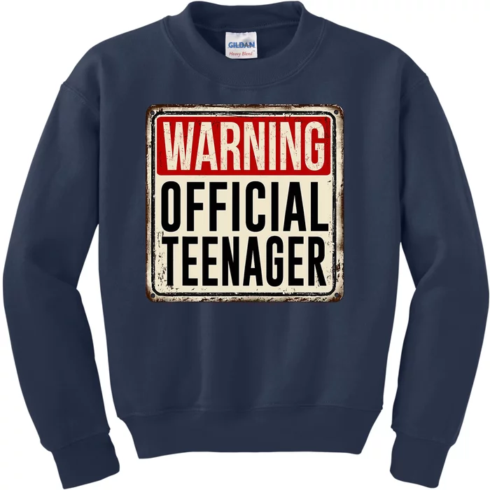 Warning Officially A Teenager Kids Sweatshirt