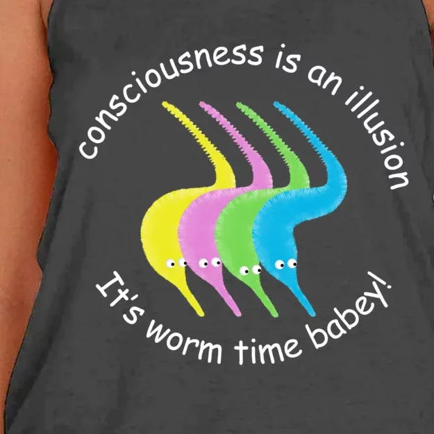 Worm On A String Meme Worm Gift Black Small Women's Knotted Racerback Tank