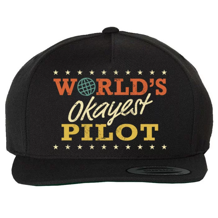 World’S Okayest Airplane Pilot Funny Sarcastic Gag Gift Wool Snapback Cap