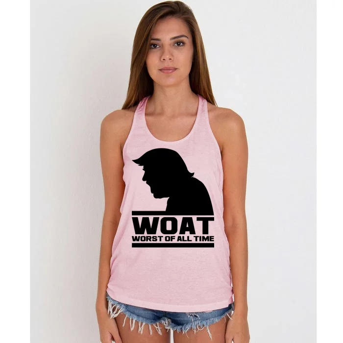 WOAT Anti Trump Worst Of All Time Women's Knotted Racerback Tank