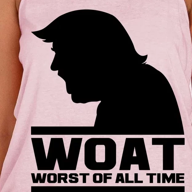 WOAT Anti Trump Worst Of All Time Women's Knotted Racerback Tank