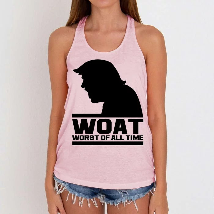 WOAT Anti Trump Worst Of All Time Women's Knotted Racerback Tank