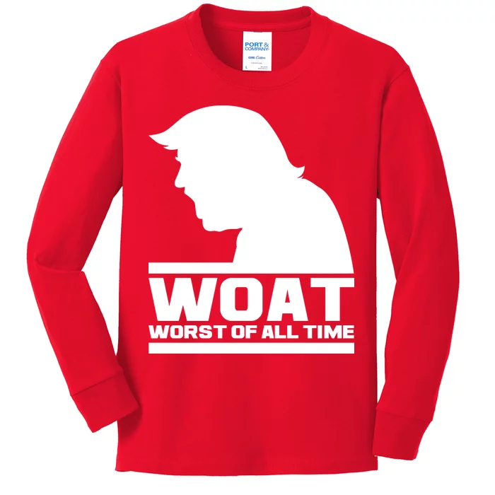 WOAT Anti Trump Worst Of All Time Kids Long Sleeve Shirt