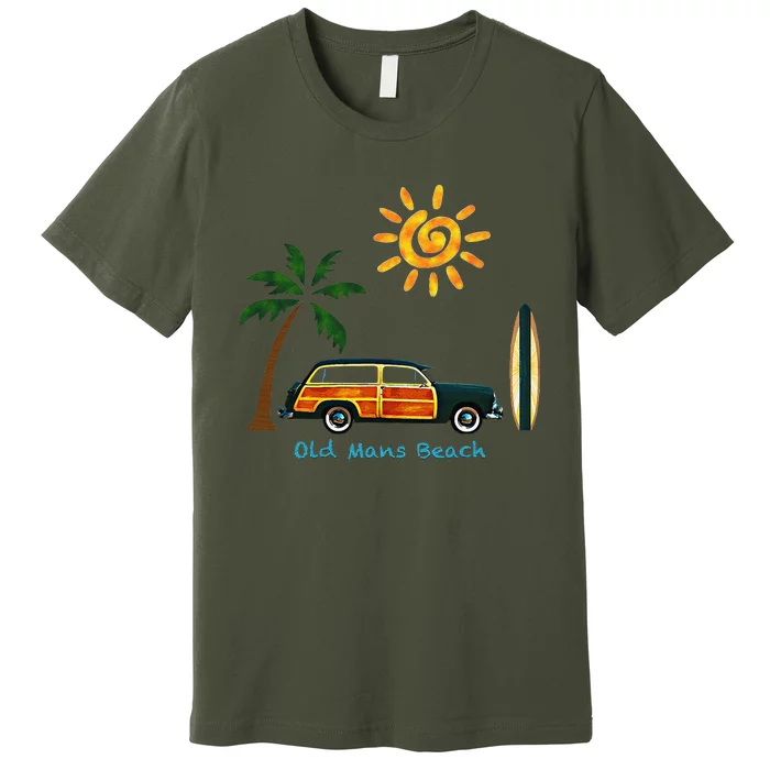 Woody Old Beach Coastal Great Beach Surf Premium T-Shirt