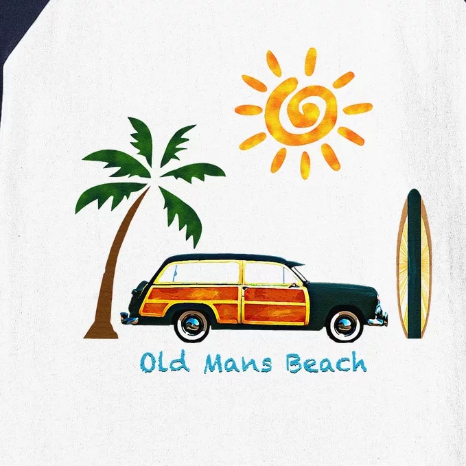 Woody Old Beach Coastal Great Beach Surf Baseball Sleeve Shirt