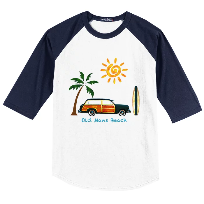 Woody Old Beach Coastal Great Beach Surf Baseball Sleeve Shirt