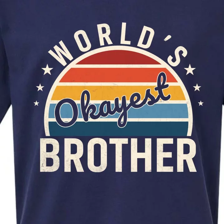 WorldS Okayest Brother Retro Style Graphic Sueded Cloud Jersey T-Shirt