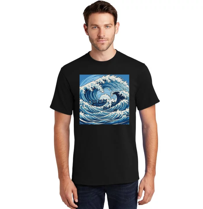 Wave Of Blue Cats Tall T-Shirt