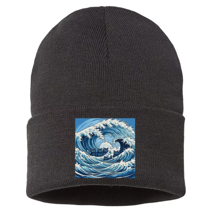 Wave Of Blue Cats Sustainable Knit Beanie