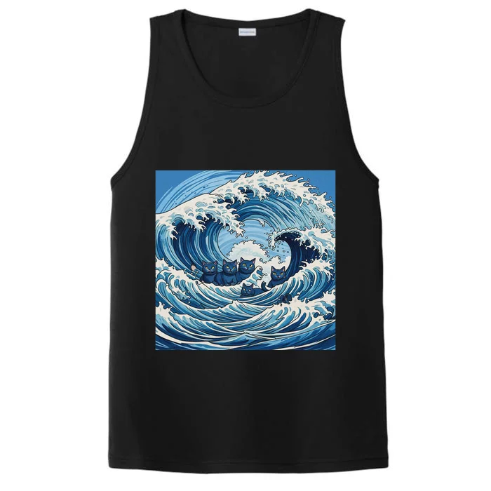 Wave Of Blue Cats Performance Tank