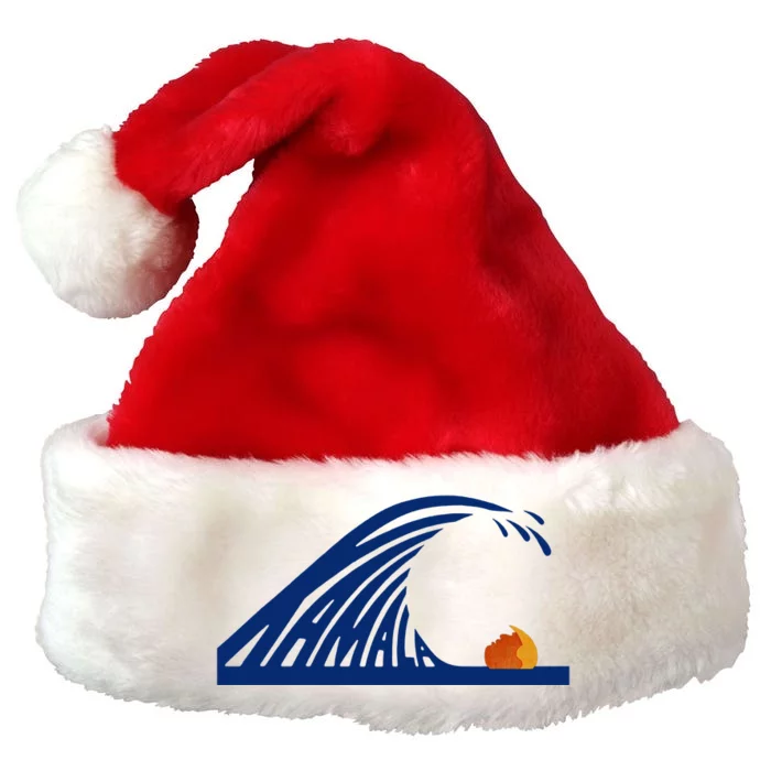 Wave Of Blue Kamala Harris Funny Anti Trump Premium Christmas Santa Hat