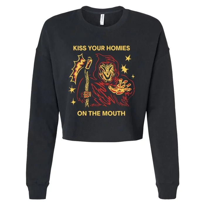 Wizard Of Barge Kiss Your Homies On The Mouth Cropped Pullover Crew