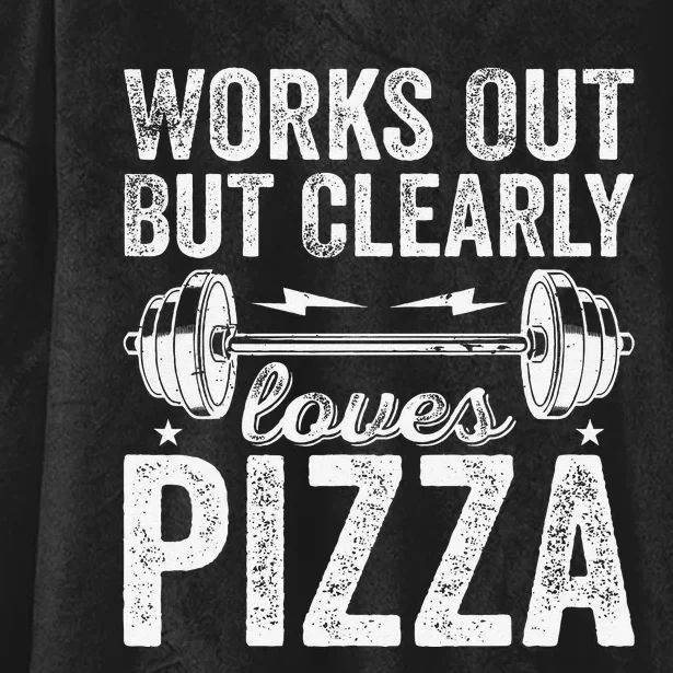 Works Out But Clearly Loves Pizza Tees I Love Pizza Hooded Wearable Blanket