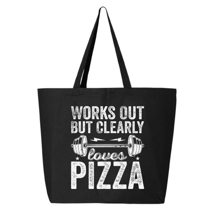 Works Out But Clearly Loves Pizza Tees I Love Pizza 25L Jumbo Tote