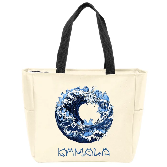 Wave Of Blue Cats For Kama Zip Tote Bag