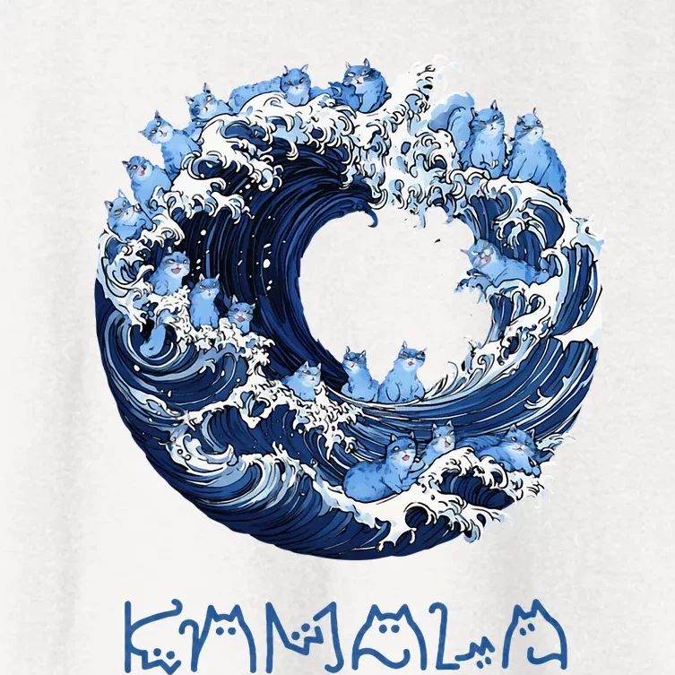 Wave Of Blue Cats For Kama Women's Crop Top Tee