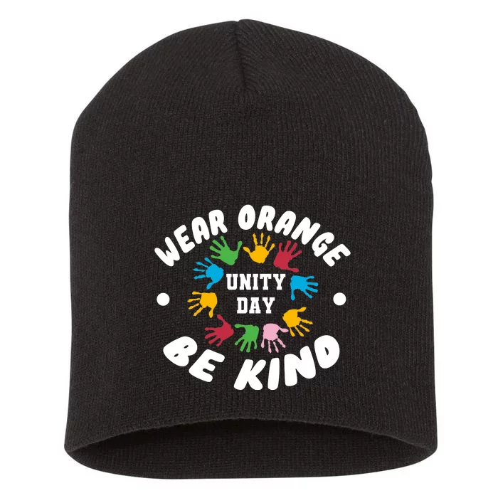 Wear Orange Be Kind Short Acrylic Beanie