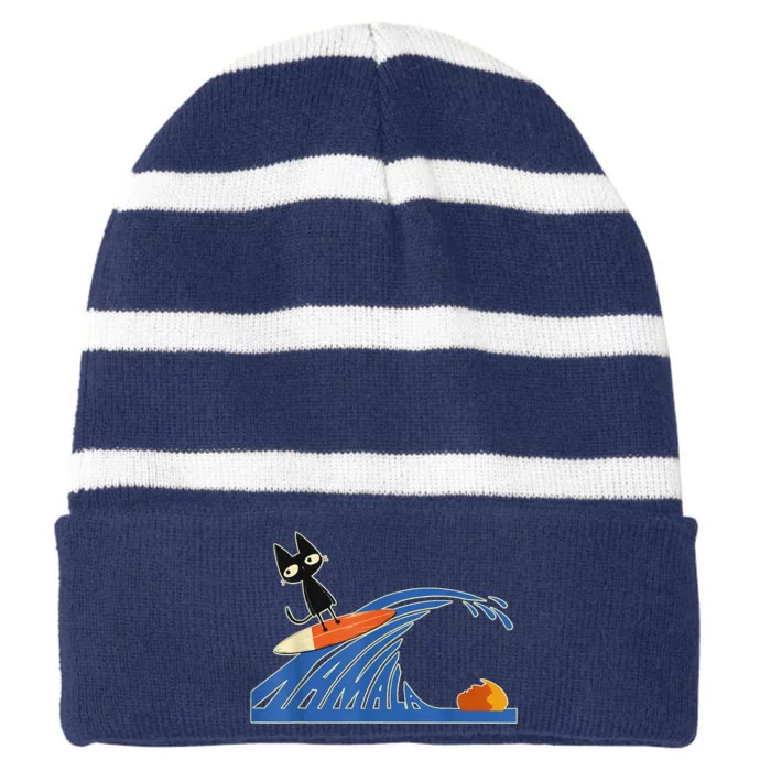 Wave Of Blue Cats Blue Cats Wave For Kamala Cats Funny Striped Beanie with Solid Band