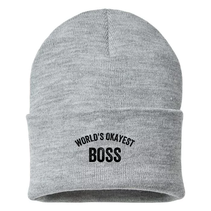 World’S Okayest Boss Funny Boss Best Boss Ever Greatest Boss Sustainable Knit Beanie