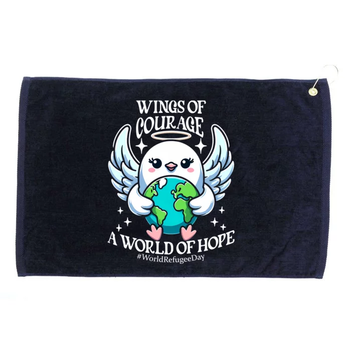 Wings Of Courage World Of Hope World Refugee Day Dove Earth Gift Grommeted Golf Towel