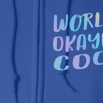 Worlds Okayest Cook Funny Kitchen Chef Gift Full Zip Hoodie