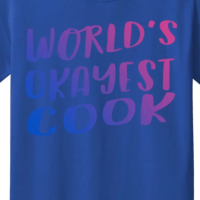 Worlds Okayest Cook Funny Kitchen Chef Cool Gift Kids T-Shirt