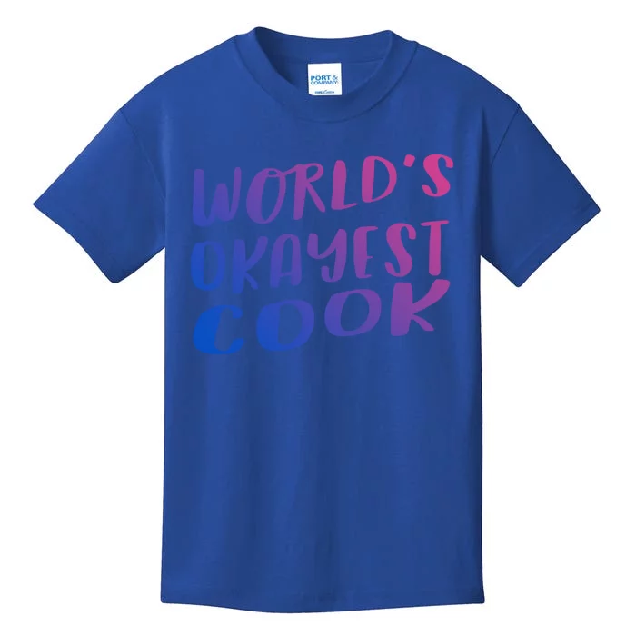 Worlds Okayest Cook Funny Kitchen Chef Cool Gift Kids T-Shirt