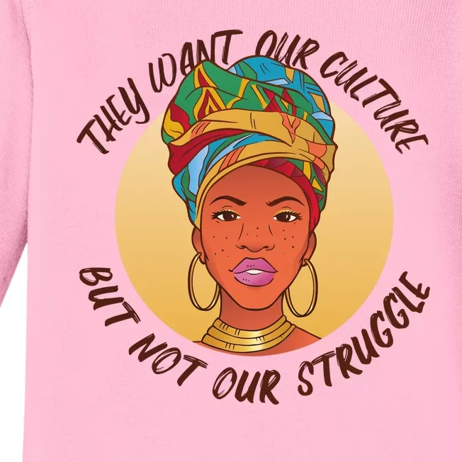 Want Our Culture Not Our Struggle African Female Baby Long Sleeve Bodysuit