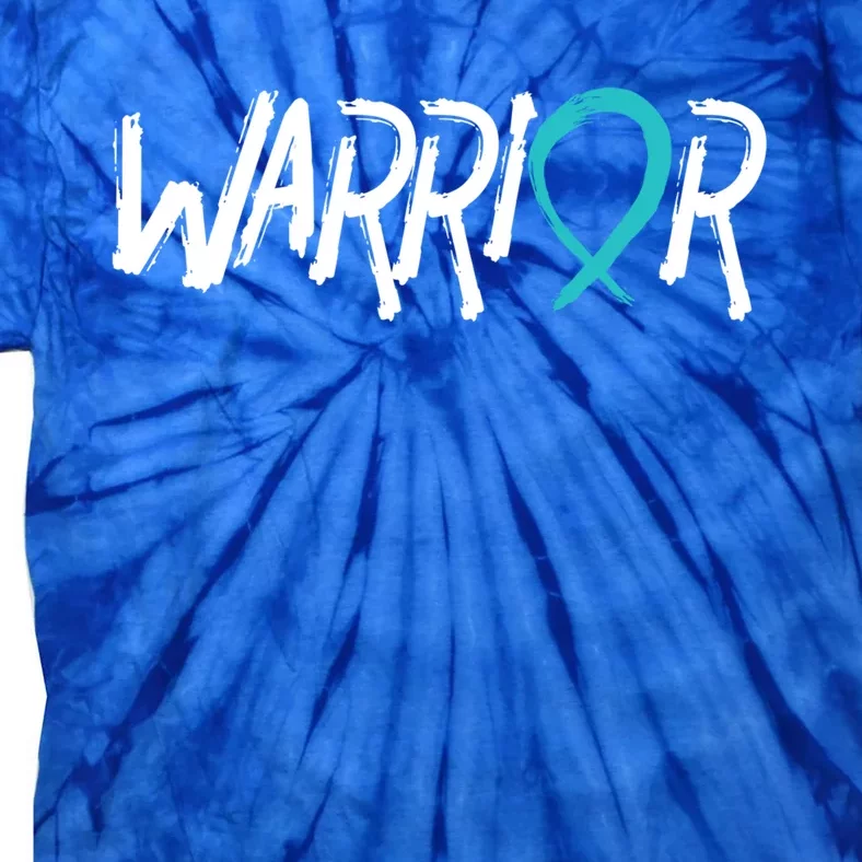 Warrior Ovarian Cancer Carcinoma Gynecology Teal Ribbon Gift Tie-Dye T-Shirt