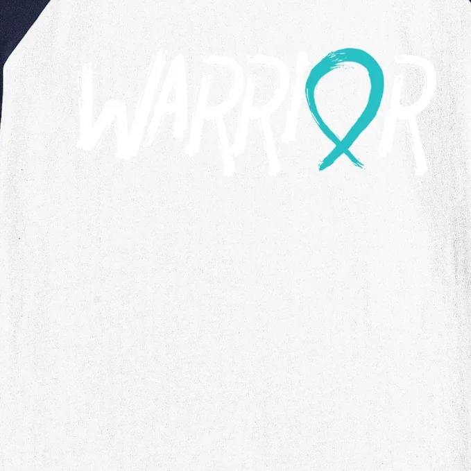 Warrior Ovarian Cancer Carcinoma Gynecology Teal Ribbon Gift Baseball Sleeve Shirt