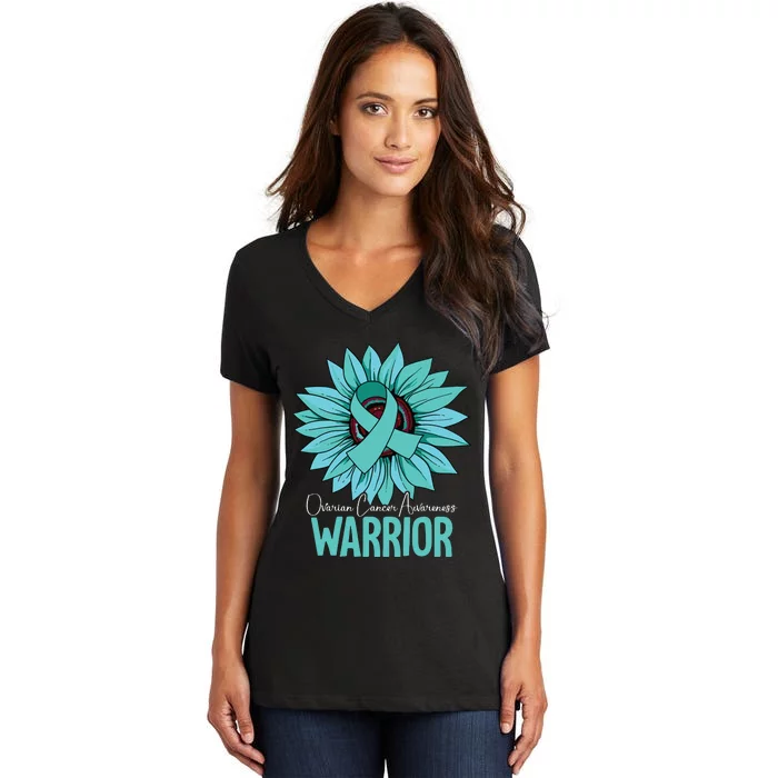 Warrior Ovarian Cancer Awareness Women's V-Neck T-Shirt