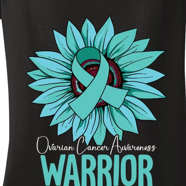 Warrior Ovarian Cancer Awareness Women's V-Neck T-Shirt