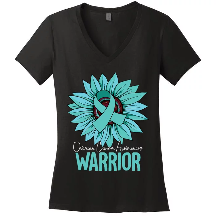 Warrior Ovarian Cancer Awareness Women's V-Neck T-Shirt