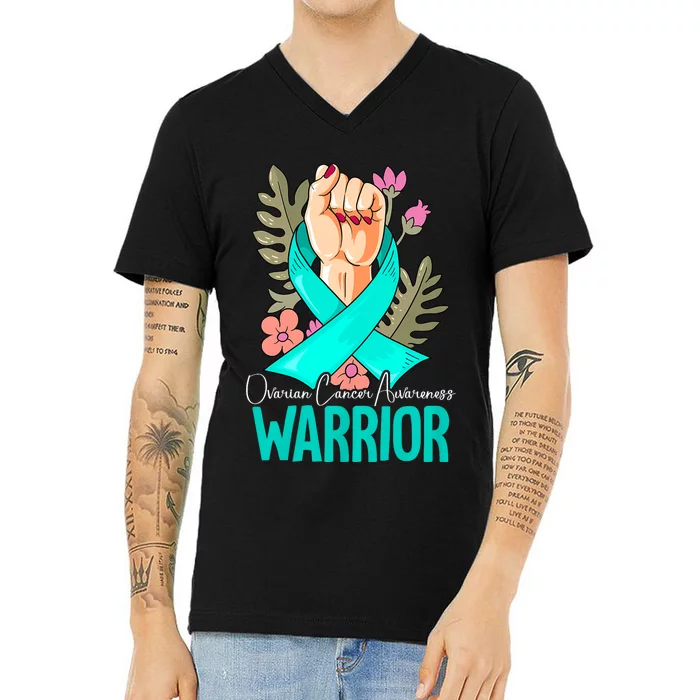 Warrior Ovarian Cancer Awareness V-Neck T-Shirt