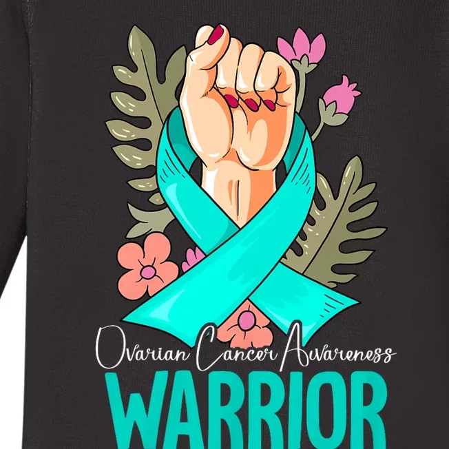 Warrior Ovarian Cancer Awareness Baby Long Sleeve Bodysuit