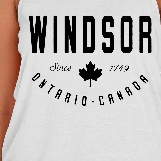 Windsor Ontario Canada Maple Leaf Canadian Gift Women's Knotted Racerback Tank