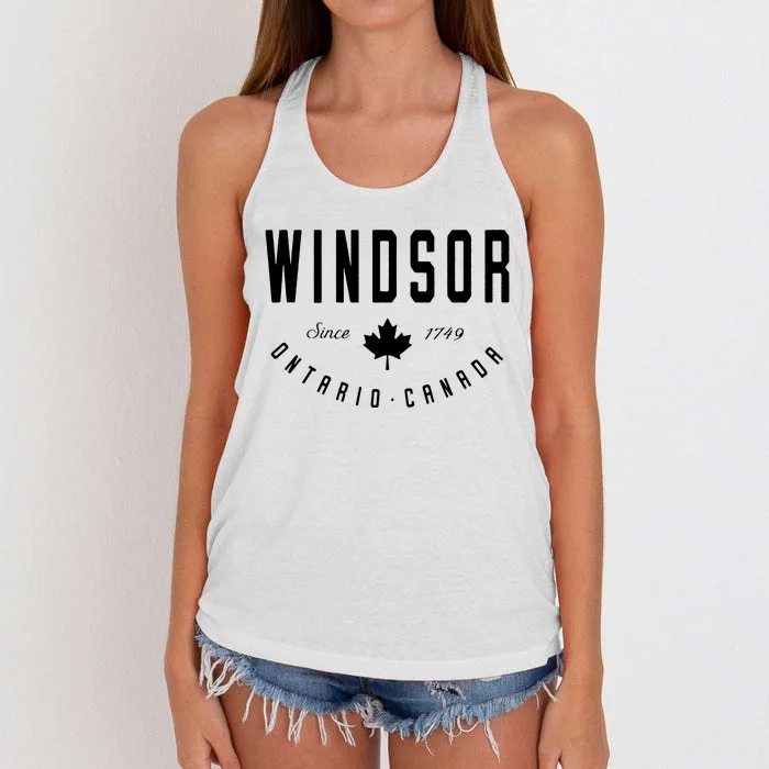 Windsor Ontario Canada Maple Leaf Canadian Gift Women's Knotted Racerback Tank