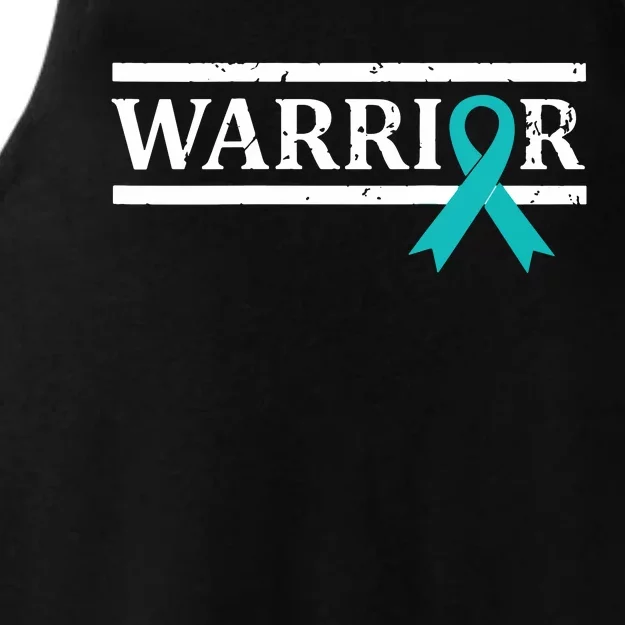 Women Ovarian Cancer Warrior Teal Ribbon Ovarian Cancer Tank Top Ladies Tri-Blend Wicking Tank