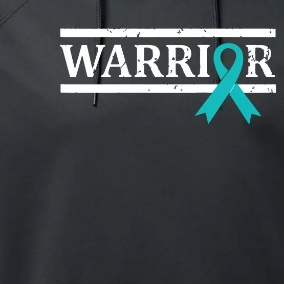 Women Ovarian Cancer Warrior Teal Ribbon Ovarian Cancer Tank Top Performance Fleece Hoodie