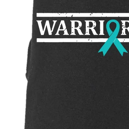 Women Ovarian Cancer Warrior Teal Ribbon Ovarian Cancer Tank Top Doggie 3-End Fleece Hoodie