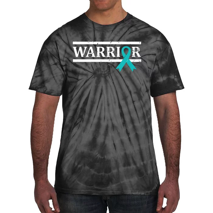 Women Ovarian Cancer Warrior Teal Ribbon Ovarian Cancer Tank Top Tie-Dye T-Shirt