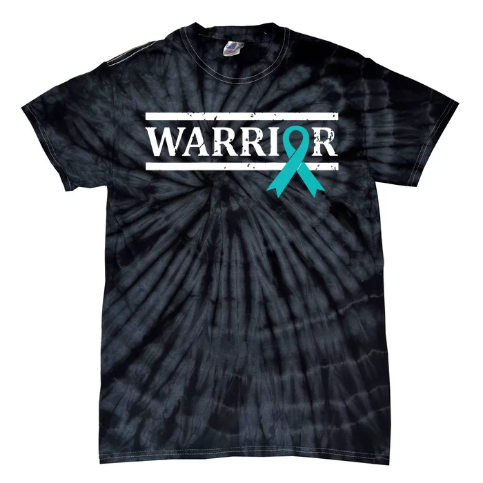 Women Ovarian Cancer Warrior Teal Ribbon Ovarian Cancer Tank Top Tie-Dye T-Shirt